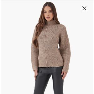4th + Reckless Kyra Chunky Knit Mock Neck Sweater Size Small Tan